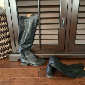 Leather knee high boots
